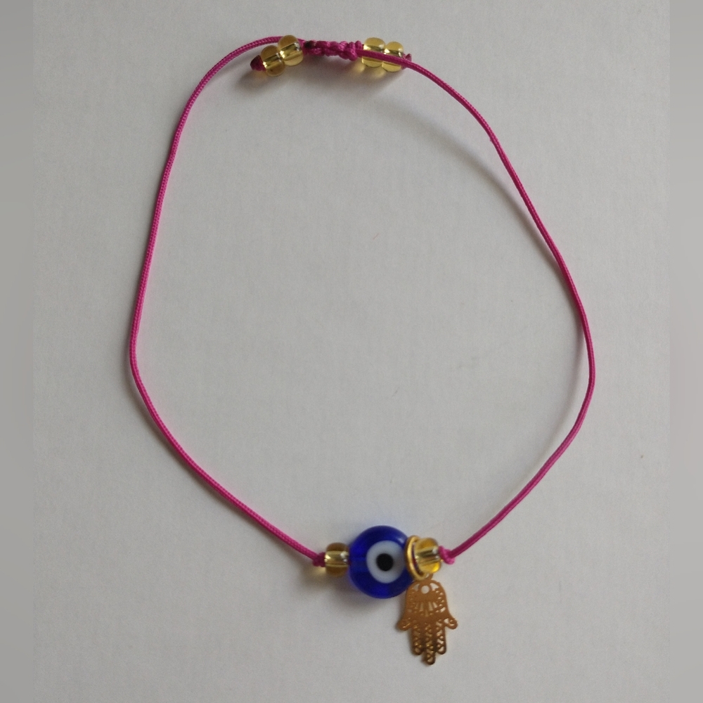 Pink Hamsa Evil Eye Bracelet